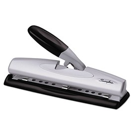 Swingline 74026 12-Sheet LightTouch Desktop Two-to-Three-Hole Punch, 9/32-Inch Holes, Black/Silver