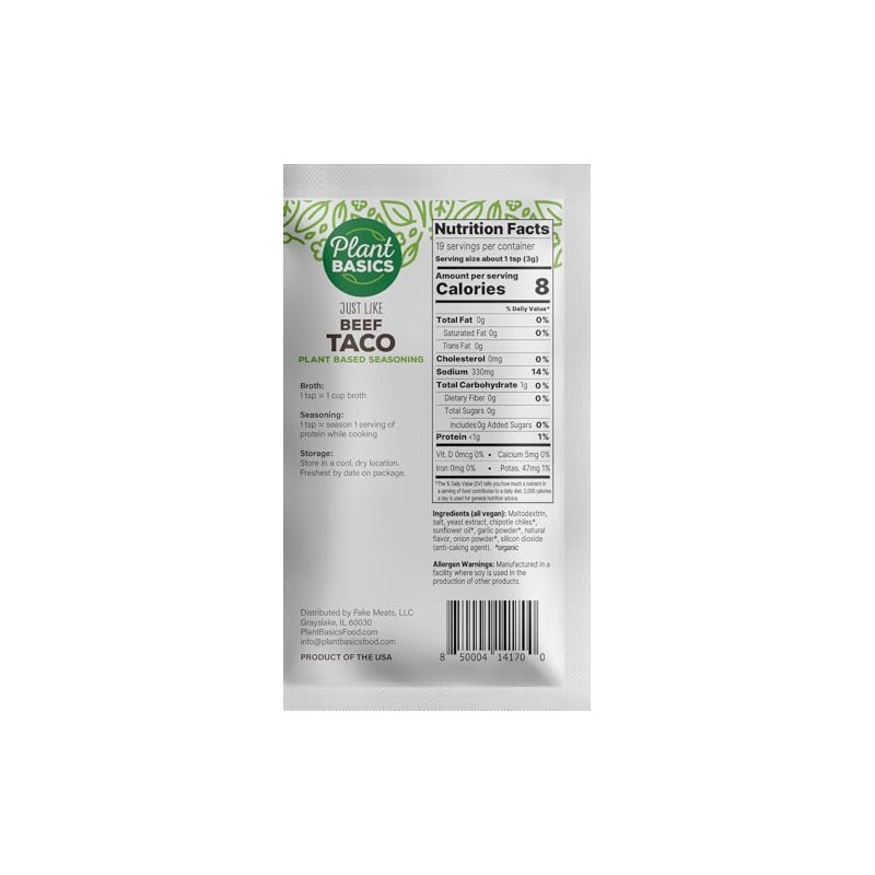 Plant Basics - Plant Based Seasoning, Just Like Beef Taco,