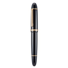 Jinhao X159 Black Acrylic Fountain Pen # 8 Medium Nib Gold Trim for Writing and Calligraphy with Refill Ink Converter