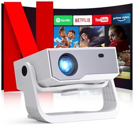 Wielio Projector with WiFi and Bluetooth, 1000+ Apps Installed, Electronic Focus & Auto Keystone, Low Fan Noise, Zoom, Native 1080P 4K Support Portable Mini Video Projector Outdoor Indoor