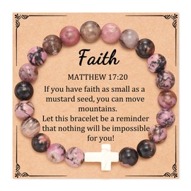 Christian Gifts First Communion Bracelets for Women Cross Bracelet Natural Stone Bracelet Christian Bracelet Rosary Bracelet Religious Baptism Gifts for Teen Girls