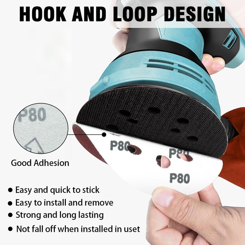 52 Pack 5 Inch 8-Hole Hook and Loop Sanding Discs