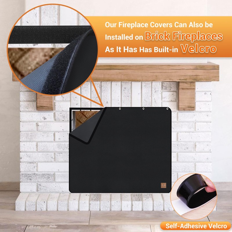 Magnet Fireplace Cover, Draft Blocker, Blanket for Heat Loss, Flue