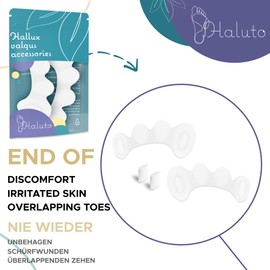 HALUTO Premium Toe Separator for All Toes - Hallux Valgus Correction - Toe Separator for Overlapping Toes - Bunion Correction - Hammer Toe Correction - Toe Stretcher