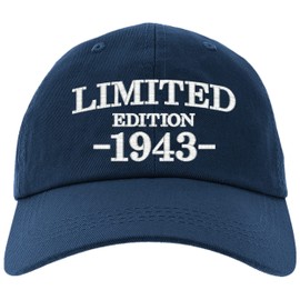 Gorra de 80 cumpleaños, edición limitada 1941 todas las piezas originales gorra de béisbol, Azul marino/flor y brillo, Talla única