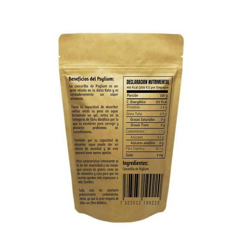 Psyllium Husk Plantago Keto 250 gramos