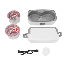 Self Cooking Lunch Box Leakage Proof 2 Stainless Steel Inner Bowl Portable Electric Cooker Food Box for Office 110‑