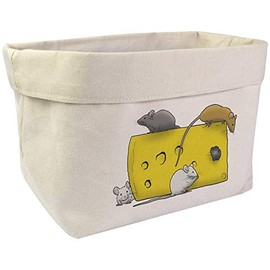Large 'Mice Eating Cheese' Canvas Organiser/Storage Bag (OR00015972)