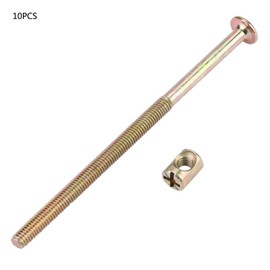 Pack of 10 Flat Hex Screws Furniture Screws Stainless Steel Hammer Head Nut for Furniture Beds Children's Bed Chairs (6 x 110 mm), Nut