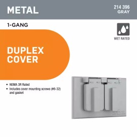 UNBRAND 1-Gang Duplex Outlet Metallic Weatherproof Cover, Gray