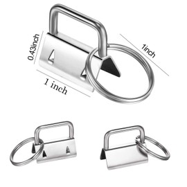 Lnsda 45 Pieces Silver Key Fob Hardware 1 Inch Key Chain Fob Wristlet Hardware with Key Ring for Lanyard