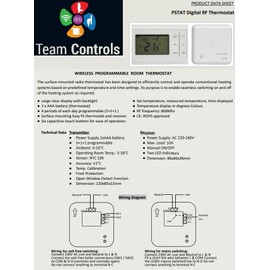 Team Controls Wireless Programmable Room Thermostat RF Stat