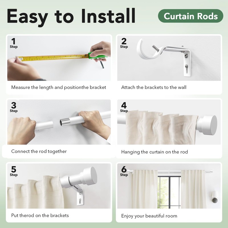 IFELS Heavy Duty Curtain Rods for Windows 66 to 120