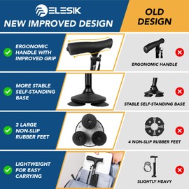 ELESIK Walking Cane - Folding Canes for Women for Stability, Adjustable Canes for Seniors Women Balance, Canes for Men Heavy Duty with T Handle & Pivot Base Design, Walking Stick with Nylon Strap