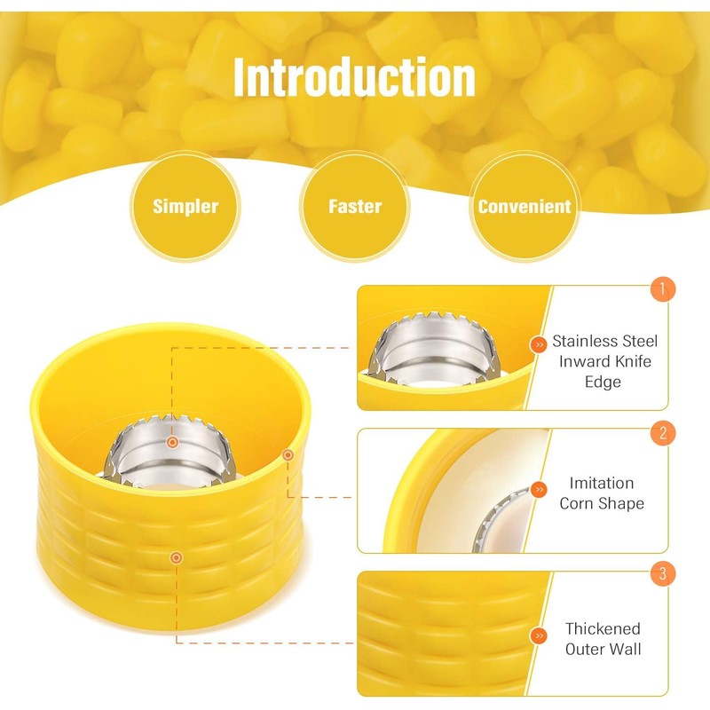 2pcs Cob Corn Stripper,Plastic Corn Peeler for Cobbe,Stainless Steel Blades