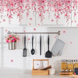 SMAOSTORE Wall Sticker, Rattan Flower, Pink, Stylish, Ceiling Sticker, Living Room, Bedroom, Girl, Room, Background, Plant, Waterproof, Removable, Flowering Plants, Wall Sticker, Wall Sticker