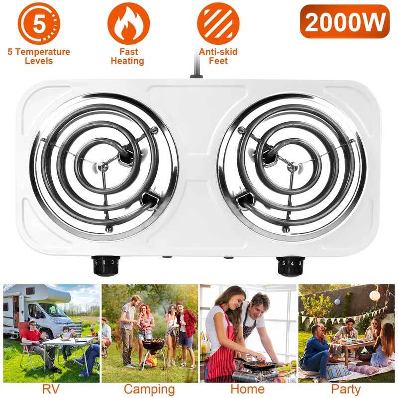 2000W Electric Double Burner Portable Coil Heating Hot Plate Stove