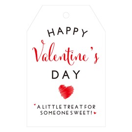 G2PLUS Valentine's Day Gift Tags, 50PCS Happy Valentine's Day Tags, A Little Treat for Someone Sweet Tags, Red Heart Valentine's Day Gift Tags with String for Valentine's, Wedding Party Favors