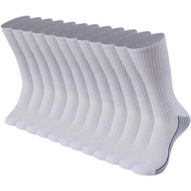 Sunew Crew Dress Socks, Viscose Made from Bamboo Men Casual Wicking Cushioned Long Hiking Athletic Mid Calf Socks for Indoor Outdoor Workout Running Basketball Hiking 3 Pack White M