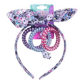 LUV HER Gabby's Dollhouse Headbands For Toddlers | 4pc Girls Headband with Hair Ties | Elastic Knotted Headband | Cute Hair Accessories Ages 3+