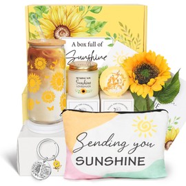 Birthday Gifts for Women, Get Well Soon Gifts Sending Sunshine Sunflower Gift Baskets, Self Care for Women Her Best Friends Bestie Sister Mom Female, Inspirational Gift Christmas Day