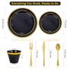WELLIFE 210PCS Black and Gold Plastic Plates - Plastic Dinnerware