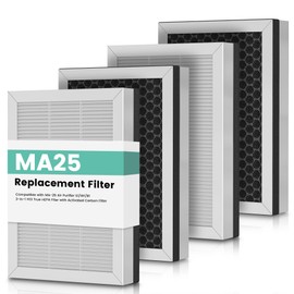4 Pack MA 25 Replacement Filter Compatible with MA-25 Air Purifier S1/W1/B1, H13 True HEPA Filter with Activated Carbon Filter