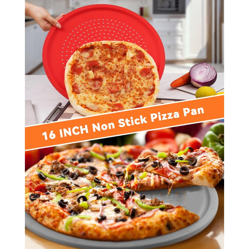 LYNG Pizza Pans 16 Inch 2 Pack Silicone Round Pizza