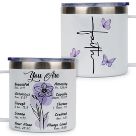 FROOBLEQUIRK Religious Spiritual Catholic Faith Tumbler, 14oz Christian Traveling Cup With Bible Verse – Inspirational Birthday, Baptism, Or Catholic Faith Gift For Women.