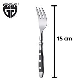 GRÄWE Nürnberg Dessert Forks Set of 6 Forged Stainless Steel Rust-Free Nickel-Free Black Handle