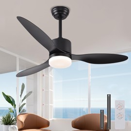 AHAWILL Ceiling Fans with Lights,42inch Black Ceiling Fan with Light and Remote Control,6 Speed,Reversible,Noiseless,3 Blades Ceiling Fans for Bedroom,Patio,Living Room,Indoor
