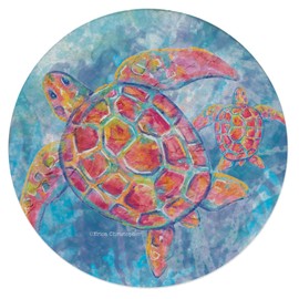 CounterArt Sea Turtle Swim Single Round Natural Sandstone Coaster with Protective Cork Backing Manufactured in The USA 4" Diameter