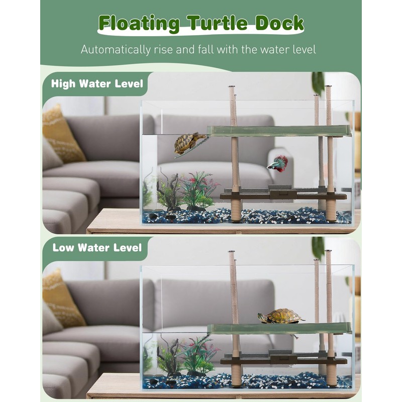 Pawfly Turtle Basking Dock with Ramp, Floating Reptile Platform for