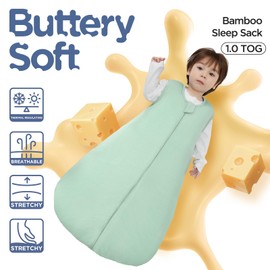 Duomiaomiao Baby Sleeping Bag 1.0 Tog Sleep Sack, Newborn Sleeping Bag Bamboo Cotton Baby Wearable Blanket All Seasons 18-36 months, Green