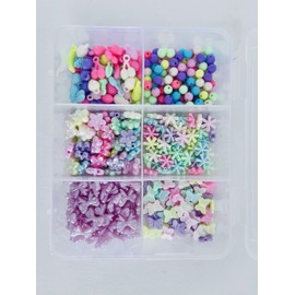 Pastel Craft Beads Set, Assorted Flower and Round Shapes, Multi-Color Pearl Finish, DIY Jewelry Making