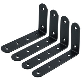 4PCS Black Shelf Brackets 120mm, Metal L Bracket for Shelves, Wall Mounted Shelf Supports Brace Heavy Duty for Living Room Kitchen Office