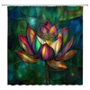 Vintage Stained Glass Shower Curtain for Bathroom,70x70 Inch,with Hooks