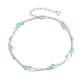 CRMAD Larimar Beach Bracelet for Women Sterling Silver Larimar Jewelry Gift for Women