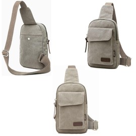 Wxnow Canvas Sling Bag Crossbody Backpack for Women & Men Chest Bag, Light Grey, One_Size