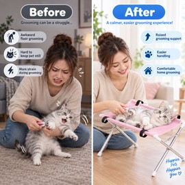 Pet Grooming Hammock Stand for Bathing & Drying – Foldable Mesh Restraint Rack for Small Dogs and Cats