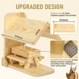 UNQBWE Squirrel Feeder with Eave, Squirrel Feeders for Outside, Squirrel Picnic Table, Squirrel Picnic Table Feeder, Funny Squirrel Feeder, Squirrel & Chipmunk, with 2pcs Thick Benches