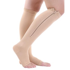Yosoo Compression Socks, Zipper Compression Socks, Calf Compression Socks, Sports Calf Knee Support, Varicose Veins, Relief Socks for Edema, Swelling, (L/XL Skin)