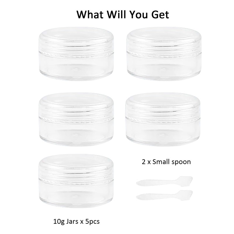 5pcs Travel Pots for Toiletries Transparent Plastic Travel Container Jars