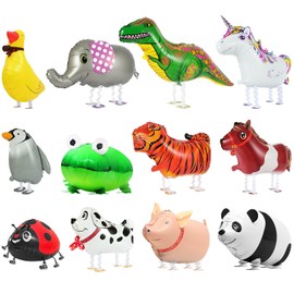 OSDUE Animal Balloons for Kids,12pcs Party Decorations, Foil Cute Walking Mixed Animal Balloons for Kids Birthday Supplie Gift, Theme Party Decorations Favors