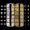Gold Silver 3D Nail Charms with Elegant Star & Queen,