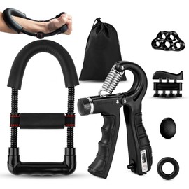 Hand Trainer, Finger Trainer, Forearm Trainer, Grip Strength Trainer, Pack of 6, Adjustable Grip Trainer, Finger Training Device, Wrist Trainer, Finger Stretcher and Stress Relief Grip Ball