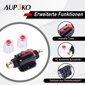 Aupoko Circuit Breaker Car Fuse Holder Circuit Breaker Inline with Manual Reset Function, Suitable for Car Audio System RV Home Marine Truck (100A)