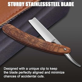 M&LD Cut Throat Razor Kit Reusable Stainless Steel Razors for Shaving Single Edge Razor Blades with Leather Sharpener for Home & Salon Straight Razor Mens Gifts for Farther