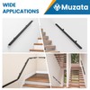 Muzata 5Ft Pre-drilled Stair Handrail 1"x2" Rectangular Black Finish Wall