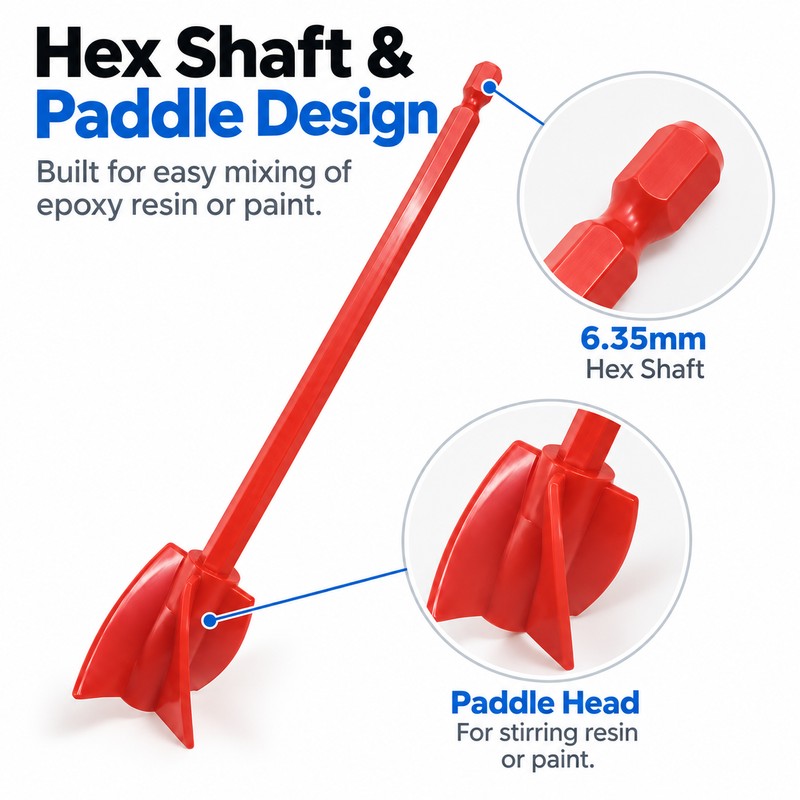 Drill Mixer Paddle for Epoxy Resin & Paint – 6.35mm